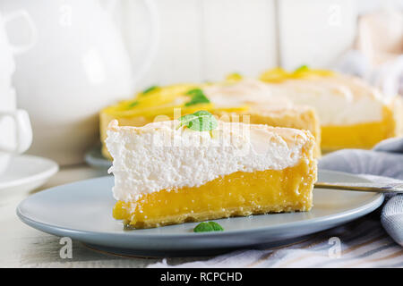 Tart with lemon curd  and meringue. Lemon  pie. American cuisine. Dessert. Stock Photo