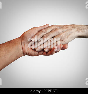 Alzheimer patient care or elderly dementia homecare as a supportive caregiver providing end of life support. concept. Stock Photo