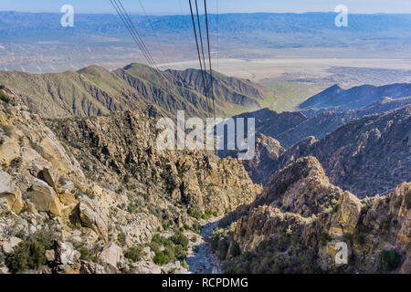 View from the Palm Springs Aerial Tramway on the way up San Jacinto mountain, California Stock Photo