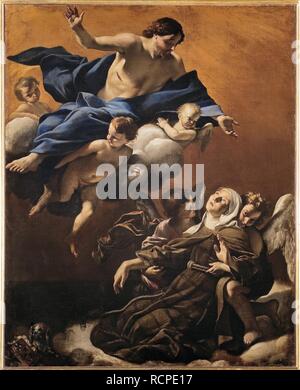 Ecstasy of Saint Margaret of Cortona. Museum: Palazzo Pitti, Florence. Author: LANFRANCO, GIOVANNI. Stock Photo