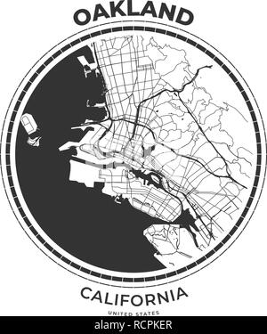 Urban vector city map of Oakland, California, United States of America ...