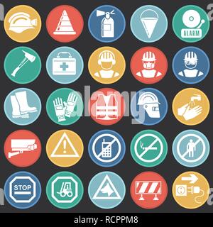 Safety icons on color circles background for graphic and web design ...