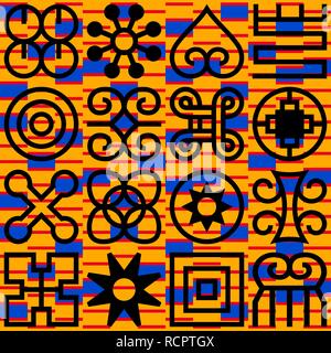 Seamless African Adinkra pattern. Stock Vector