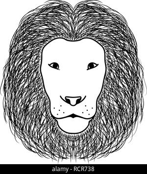 Lion head vector illustration, animal glyph icon Stock Vector