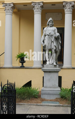Savannah, GE: 10/19/18: Telfair Academy building with statue of Phidias is an historic mansion at 121 Barnard St in Savannah, GA Stock Photo
