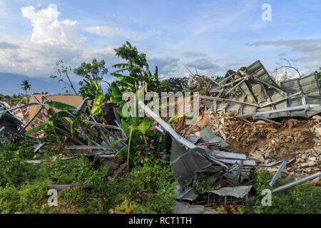 The impact of the damage caused by the earthquake and liquefaction natural disaster on Sept 28, 2018 in Petobo Village, Palu city, indonesia Stock Photo