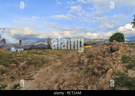 The impact of the damage caused by the earthquake and liquefaction natural disaster on Sept 28, 2018 in Petobo Village, Palu city, indonesia Stock Photo