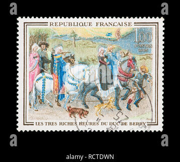 Postage stamp from France depicting 'Leaving for the Hunt' Stock Photo