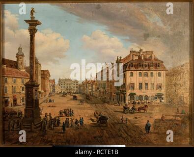 View of Krakowskie Przedmiescie from Castle Square  in Warsaw. Museum: Muzeum Narodowe, Warsaw. Author: ANONYMOUS. Stock Photo