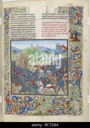 The Battle of Roosebeke (Miniature from the Grandes Chroniques de France by Jean Froissart). Museum: BIBLIOTHEQUE NATIONALE DE FRANCE. Author: ANONYMOUS. Stock Photo