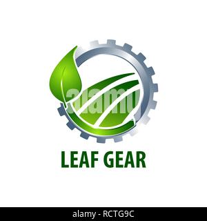 Leaf gear logo concept design. Symbol graphic template element vector Stock Vector