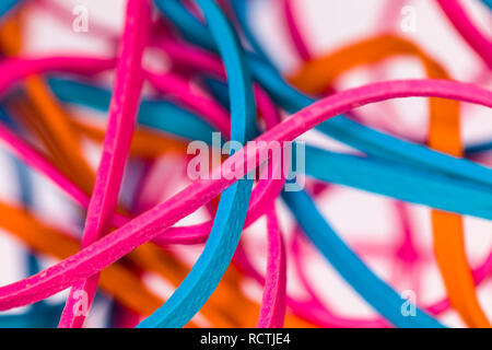 Closeup macro of multicolored rubber bands Stock Photo