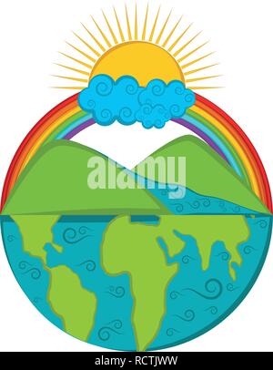Nature landscape on a half earth Stock Vector