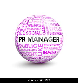 Volumetric ball with words on the work PR MANAGER Stock Vector