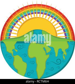 Nature landscape on a half earth Stock Vector