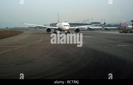 Airplane on the runway, Ninoy Aquino International airport, Pasay, Metro Manila, Luzon, Philippines, South East Asia Stock Photo