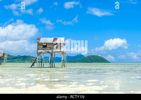 Beautiful landscapes view borneo sea gypsy water village in Maiga Island, Semporna Sabah, Malaysia. Stock Photo