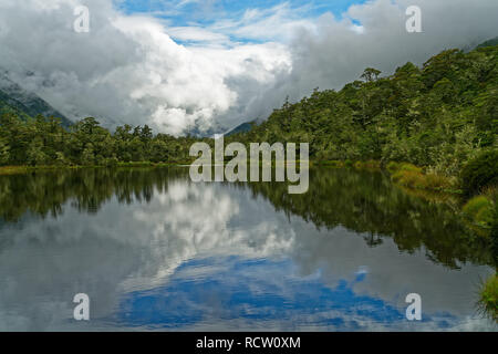 Lewis Pass Tarn at the northern end of the St James Walkway, part of the Te Araroa Trail, New Zealand Stock Photo