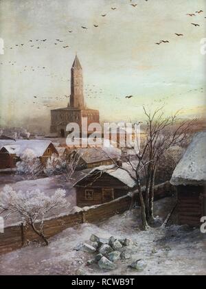 The Sukharev Tower in Moscow. Museum: State History Museum, Moscow. Author: Savrasov, Alexei Kondratyevich. Stock Photo