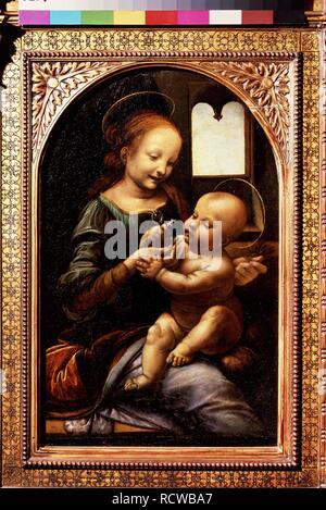 Madonna with a flower (Madonna Benois). Museum: State Hermitage, St. Petersburg. Author: LEONARDO DA VINCI. Stock Photo