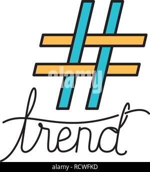 hashtag with trend isolated icon Stock Vector