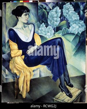 Portrait of the Poetess Anna Akhmatova (1889-1966). Museum: State Russian Museum, St. Petersburg. Author: Altman, Nathan Isaevich. Stock Photo