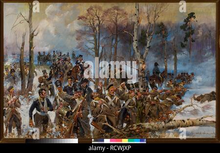 The battle of Olszynka Grochowska, February 25, 1831. Museum: Muzeum Narodowe, Warsaw. Author: Kossak, Wojciech. Stock Photo