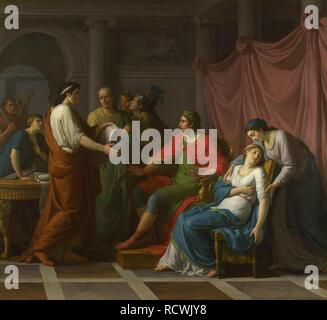 Virgil reading the Aeneid to Augustus and Octavia. Museum: National Gallery, London. Author: Taillasson, Jean-Joseph. Stock Photo