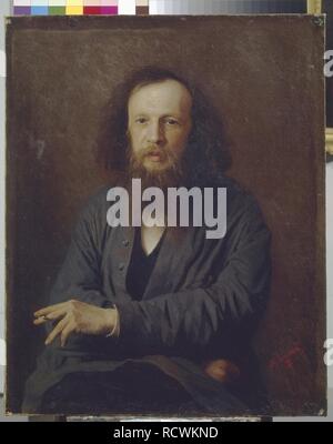 Portrait of Dmitri Mendeleev. Museum: D. Mendeleev Memorial Museum, St. Petersburg. Author: Kramskoi, Ivan Nikolayevich. Stock Photo