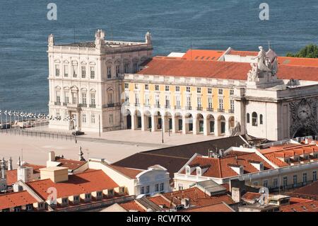 Praça do comercio, commerce square, near Tajus river, Baixa district, Lisbon, Portugal, Europe Stock Photo