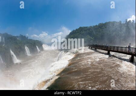 Iguazu or Iguaçu falls viewed from the Brazilian side, Unesco National Park, Misiones Province, Argentina, South America