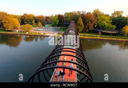Slinky Springs to Fame pedestrian bridge, architect Tobias Rehberger, the Rhine-Herne Canal near Oberhausen Stock Photo