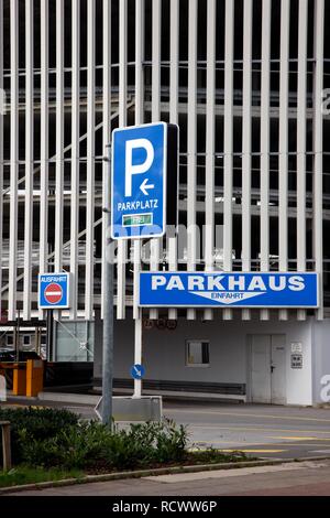 Multi-storey car park, entry of a parking structure in Bielefeld, North Rhine-Westphalia, PublicGround Stock Photo