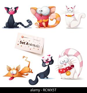 Cute, funny, crazy cat illustration. Stock Vector