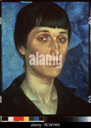 Portrait of the Poetess Anna Akhmatova (1889-1966). Museum: State Russian Museum, St. Petersburg. Author: PETROV-VODKIN, KUZMA SERGEYEVICH. Stock Photo
