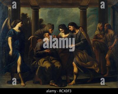 Tobias Healing His Father's Blindness. Museum: Museu Nacional d'Art de Catalunya, Barcelona. Author: VACCARO, ANDREA. Stock Photo