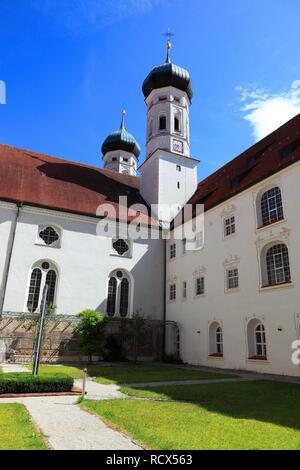 Cloister, Kloster Benediktbeuren monastery, former Benedictine abbey, Bad Toelz-Wolfratshausen district, Bavaria Stock Photo