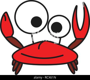 Crab in cartoon style. On white background, vector illustration Stock Vector