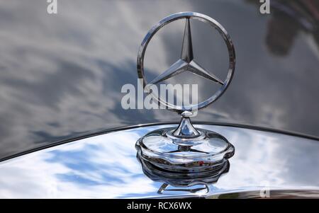 Mercedes star on a vintage car Stock Photo