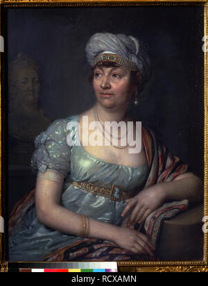 Portrait of the author Baronne Anne Louise Germaine de Staël (1766-1817). Museum: State Tretyakov Gallery, Moscow. Author: Borovikovsky, Vladimir Lukich. Stock Photo