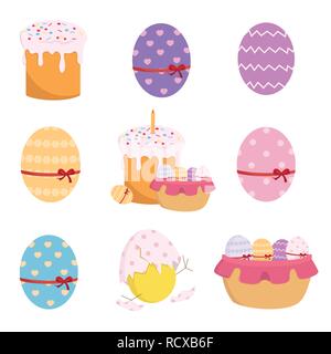 Easter color icons set on white background for graphic and web design, Modern simple vector sign. Internet concept. Trendy symbol for website design w Stock Vector