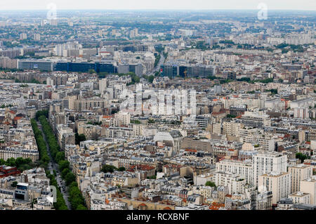 General view of the French Capitale seen from the terrace of Montparnasse Tower, Paris, France Stock Photo