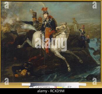 Death of Prince Józef Poniatowski in the Battle of Leipzig. Museum: Regional Art Museum, Lugansk. Author: ANONYMOUS. Stock Photo