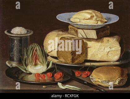 Still Life with Cheeses, Artichoke, and Cherries. Museum: Los Angeles County Museum of Art. Author: PEETERS, CLARA. Stock Photo