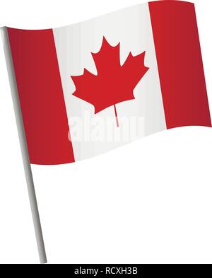 Canada flag icon. National flag of Canada on a pole vector illustration. Stock Vector