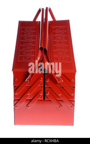 Red metal tool box Stock Photo