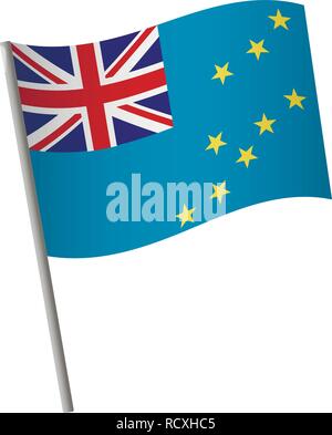 Tuvalu flag icon. National flag of Tuvalu on a pole vector illustration. Stock Vector