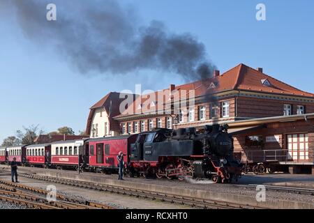 Steam train 'Molli', Kuehlungsborn West, Baltic Sea, Mecklenburg-Western Pomerania Stock Photo