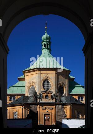 Baroque parish and pilgrimage church of the Visitation, place of pilgrimage, Horní Police, Česká Lípa District Stock Photo