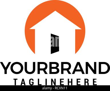 home open door Logo designs Template vector Stock Vector